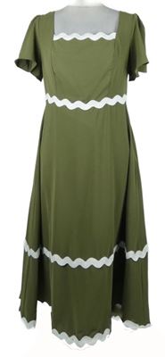 Dámské khaki midi šaty s ozdobnými pruhy Grace Karin 