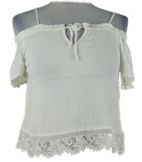 Dámská bílá crop halenka s krajkou H&M