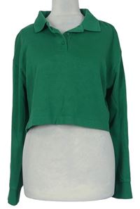 Dámske zelené crop tričko s golierikom Zara