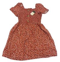 Červené kvetinové šaty s gombíky Primark