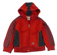 Červeno-černá propínací mikina s kapucí Adidas