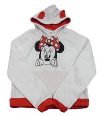 Bílo-červená mikina s Minnie a kapucí 