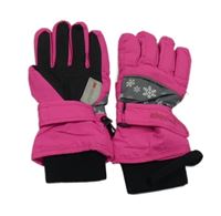 Neonově růžovo-šedé šusťákové zimní funkční rukavice