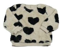 Svetlobéžová kožušinová podšitá mikina so srdiečkami Nutmeg