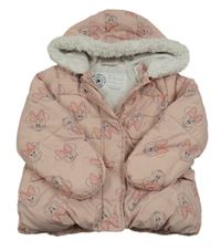 Světlerůžová šusťáková zimní bunda s Minnie a kapucí George