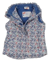 Biela kvetinová šušťáková zateplená vesta Topolino