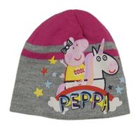 Malinovo-šedá čepice s Peppa pig