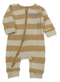 Béžovo-biely pruhovaný rebrovaný overal s nápisom Next