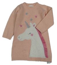 Ružové melírované svetrové šaty s jednorožem Primark