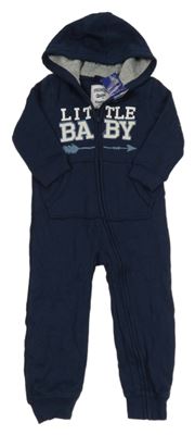 Nové - Tmavomodrá tepláková kombinéza s nápisom a kapucňou Lupilu