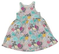 Biele bavlnené vzorované šaty s rostlinami F&F