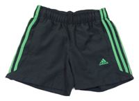Tmavošedo-zelené sportovní kraťasy s logem Adidas