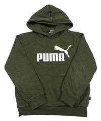 Khaki mikina s logem a kapucí Puma