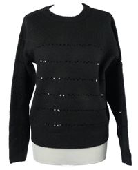 Dámský černý svetr s flitry UP2Fashion