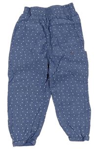 Modré puntíkaté lehké kalhoty riflového vzhledu