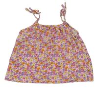 Ružovo-oranžový kvietkovany crop top H&M