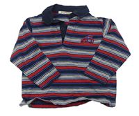 Červeno-šedo-tmavomodré pruhované polo triko George