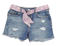 Modré riflové kraťasy s páskem a prošoupáním Denim Co.