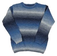 Modro-šedo-tmavomodrý chlupatý vlněný svetr Dunnes