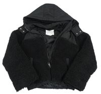 Černá šusťákovo/huňatá zimní bunda s kapucí F&F