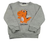 Sivá mikina s dinosaurom