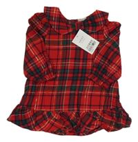 Nové - Červeno-zelené kostkované šaty s límečkem Next