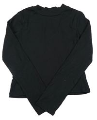 Černé žebrované crop triko Tu