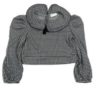 Šedo-černá úpletová crop halenka s mašlí Matalan