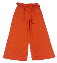 Červené žebrované culottes kalhoty s páskem Page one young