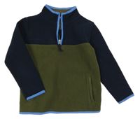 Kaki-tmavomodrá fleecová mikina John Lewis