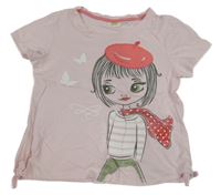 Svetloružové tričko s dívkou