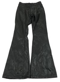 Čierne koženkové zateplené flare legíny Zara