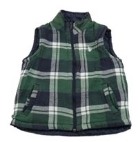 Zeleno-bielo-tmavomodrá kockovaná flanelová obojstranná zateplená vesta U.S POLLO ASSN.
