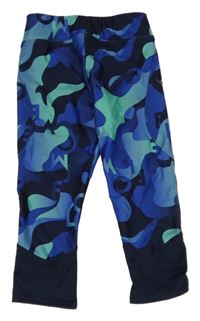 Tmavomodro-tyrkysové vzorované sportovní capri legíny 