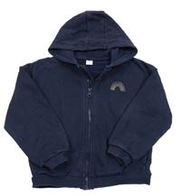 Tmavomodrá prepínaci mikina s dúhou a kapucňou Tu