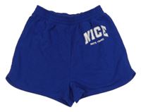 Zafírové teplákové kraťasy s nápisom H&M