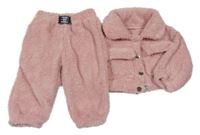 2set - Růžový chlupatý kabátek + tepláky Shein
