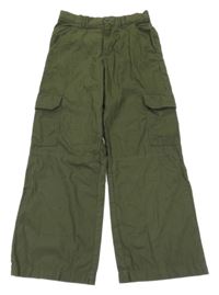 Khaki široké plátěné cargo kalhoty H&M