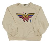 Svetlobéžová mikina s potlačou s kamínky - Wonder woman H&M