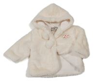 Smotanová kožušinová podšitá bunda s nášivkou a kapucňou Lee Cooper