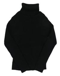 Čierny rebrovaný sveter s rolákom Next