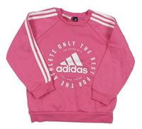 Růžová mikina s logem a pruhy Adidas 