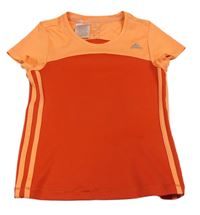 Oranžovo-červené športové funkčné tričko s pruhmi Adidas
