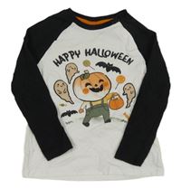 Bílo-černé triko s halloweenským motivem 
