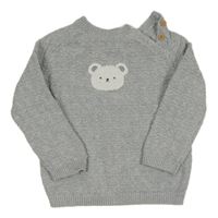 Sivý vzorovaný sveter s medvedíkom Next