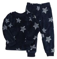 Tmavomodré hvězdičkované plyšové pyžamo George 