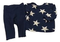 Tmavomodré žebrované pyžamo s hvězdičkami F&F