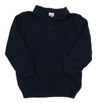 Tmavomodrý vzorovaný polo sveter H&M