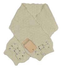 Nové - Smetanová pletená šála s mašlí a kamínky Silvian Heach