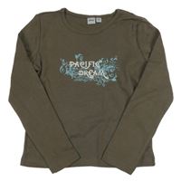 Hnedé crop tričko s nápisom Alive